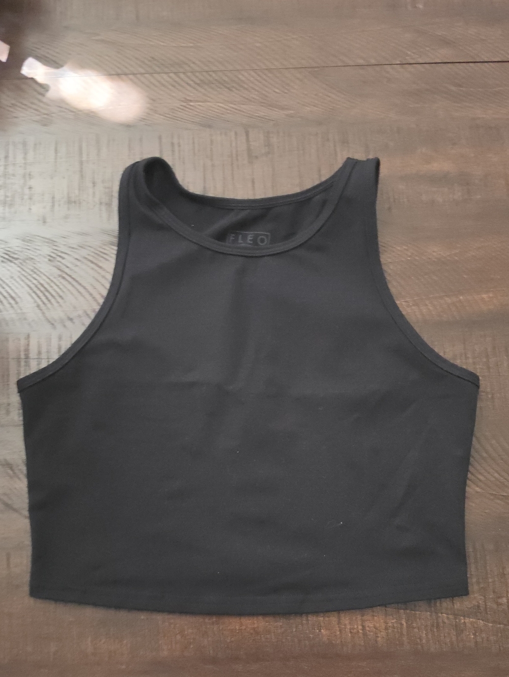 Fleo Black Crop Tank Top - High Neck Athletic Crop